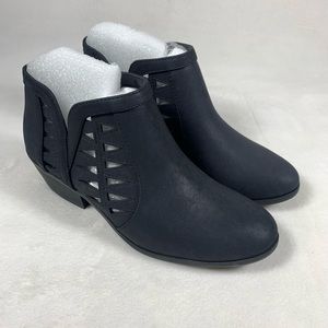 Soda CHANCE Womens Perforated Cut Out Stacked Block Heel Ankle Booties